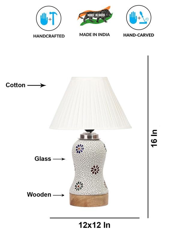 Multicolor Table Lamp | Artistic Mosaic Glass with Sturdy Wood Base | Decorative Ambient Light for Home D�cor | Perfect Blend of Modern & Traditional Style - Model DG268