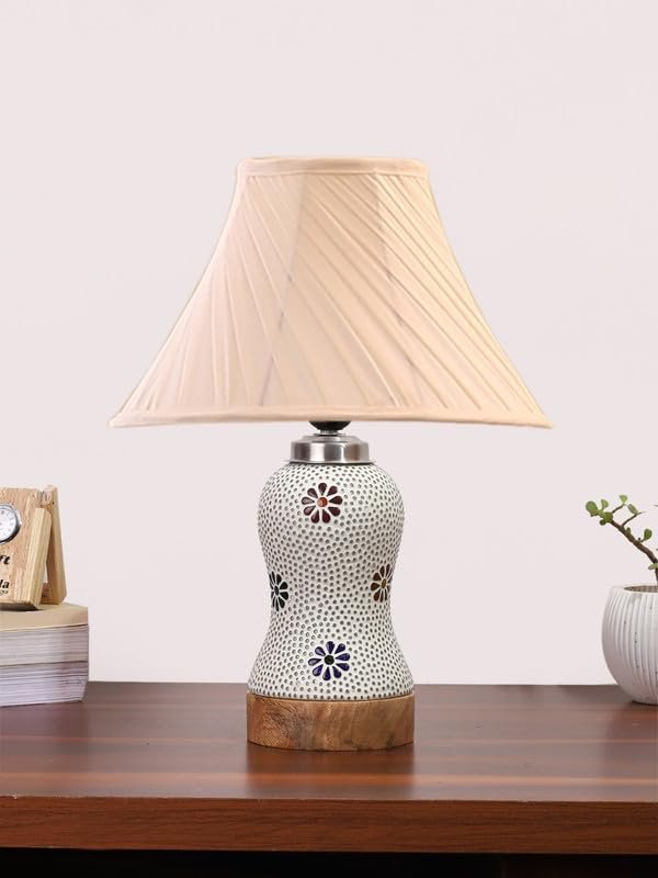 Multicolor Table Lamp | Artistic Mosaic Glass with Sturdy Wood Base | Decorative Ambient Light for Home D�cor | Perfect Blend of Modern & Traditional Style - Model DG269