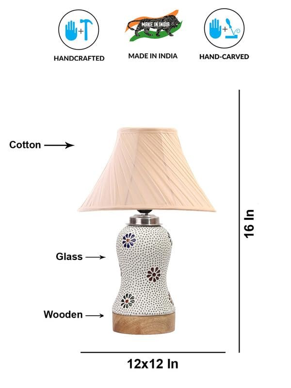 Multicolor Table Lamp | Artistic Mosaic Glass with Sturdy Wood Base | Decorative Ambient Light for Home D�cor | Perfect Blend of Modern & Traditional Style - Model DG269