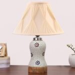 Multicolor Table Lamp | Artistic Mosaic Glass with Sturdy Wood Base | Decorative Ambient Light for Home D�cor | Perfect Blend of Modern & Traditional Style – Model DG270