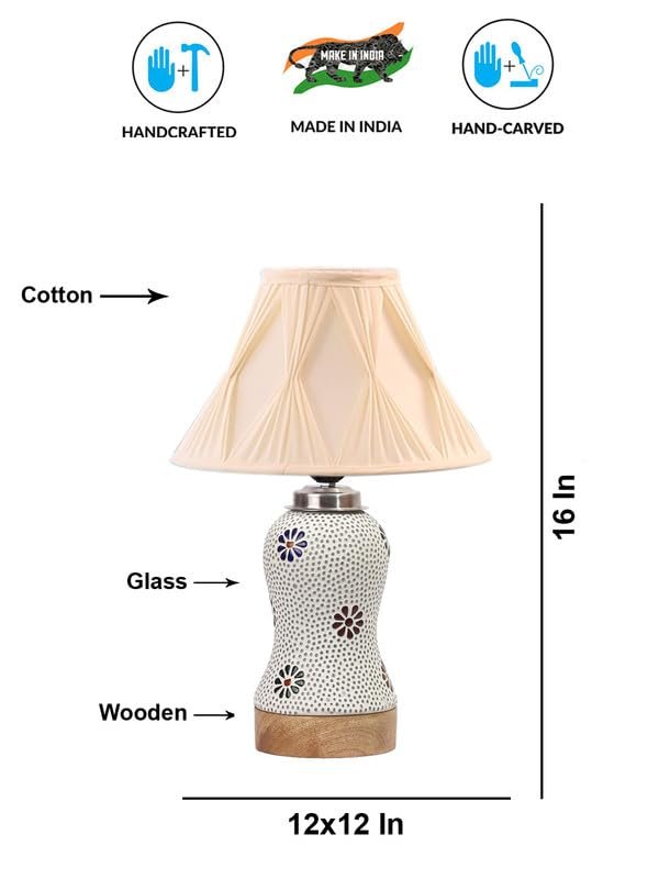 Multicolor Table Lamp | Artistic Mosaic Glass with Sturdy Wood Base | Decorative Ambient Light for Home D�cor | Perfect Blend of Modern & Traditional Style - Model DG270