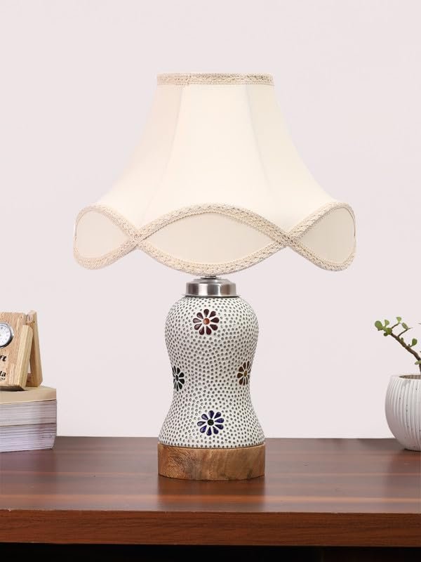 Multicolor Table Lamp | Artistic Mosaic Glass with Sturdy Wood Base | Decorative Ambient Light for Home D�cor | Perfect Blend of Modern & Traditional Style - Model DG271