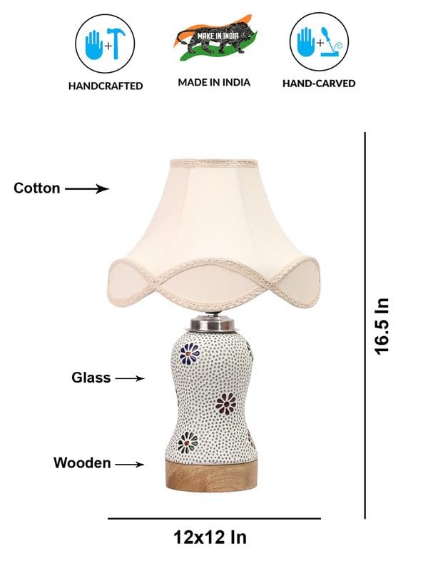 Multicolor Table Lamp | Artistic Mosaic Glass with Sturdy Wood Base | Decorative Ambient Light for Home D�cor | Perfect Blend of Modern & Traditional Style - Model DG271