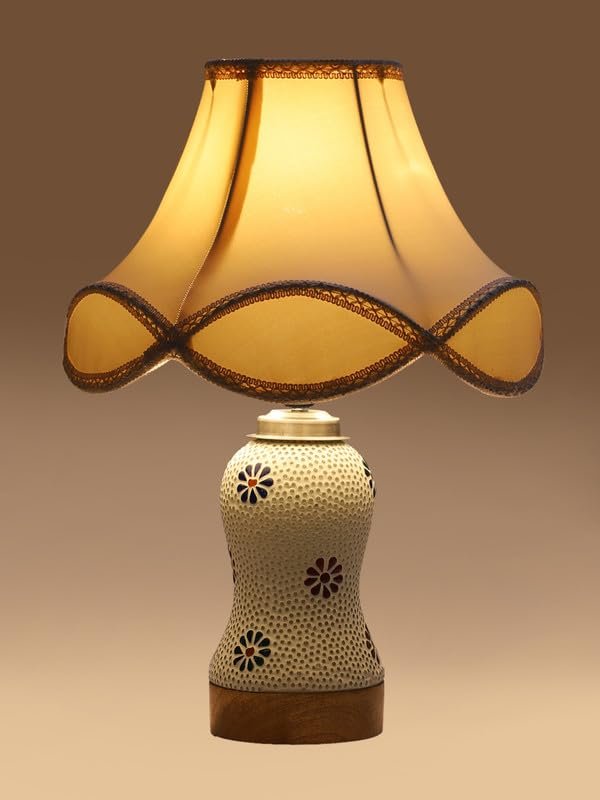Multicolor Table Lamp | Artistic Mosaic Glass with Sturdy Wood Base | Decorative Ambient Light for Home D�cor | Perfect Blend of Modern & Traditional Style - Model DG271
