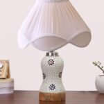 Multicolor Table Lamp | Artistic Mosaic Glass with Sturdy Wood Base | Decorative Ambient Light for Home D�cor | Perfect Blend of Modern & Traditional Style – Model DG272