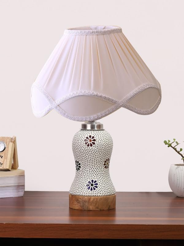 Multicolor Table Lamp | Artistic Mosaic Glass with Sturdy Wood Base | Decorative Ambient Light for Home D�cor | Perfect Blend of Modern & Traditional Style - Model DG272
