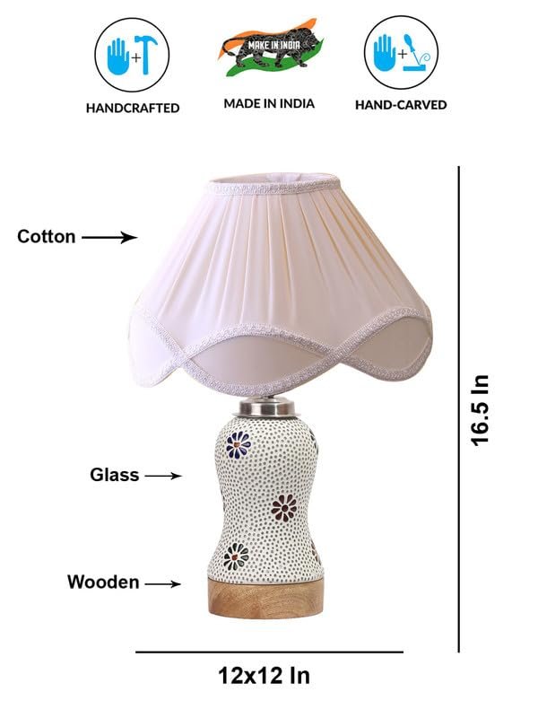 Multicolor Table Lamp | Artistic Mosaic Glass with Sturdy Wood Base | Decorative Ambient Light for Home D�cor | Perfect Blend of Modern & Traditional Style - Model DG272