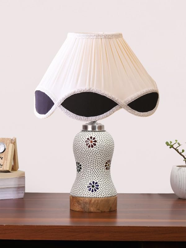 Multicolor Table Lamp | Artistic Mosaic Glass with Sturdy Wood Base | Decorative Ambient Light for Home D�cor | Perfect Blend of Modern & Traditional Style - Model DG273