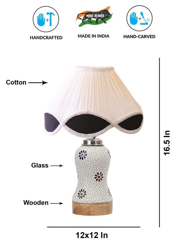 Multicolor Table Lamp | Artistic Mosaic Glass with Sturdy Wood Base | Decorative Ambient Light for Home D�cor | Perfect Blend of Modern & Traditional Style - Model DG273