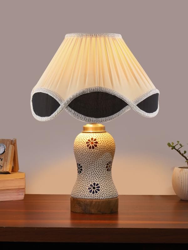 Multicolor Table Lamp | Artistic Mosaic Glass with Sturdy Wood Base | Decorative Ambient Light for Home D�cor | Perfect Blend of Modern & Traditional Style - Model DG273