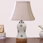 Multicolor Table Lamp | Artistic Mosaic Glass with Sturdy Wood Base | Decorative Ambient Light for Home D�cor | Perfect Blend of Modern & Traditional Style – Model DG274