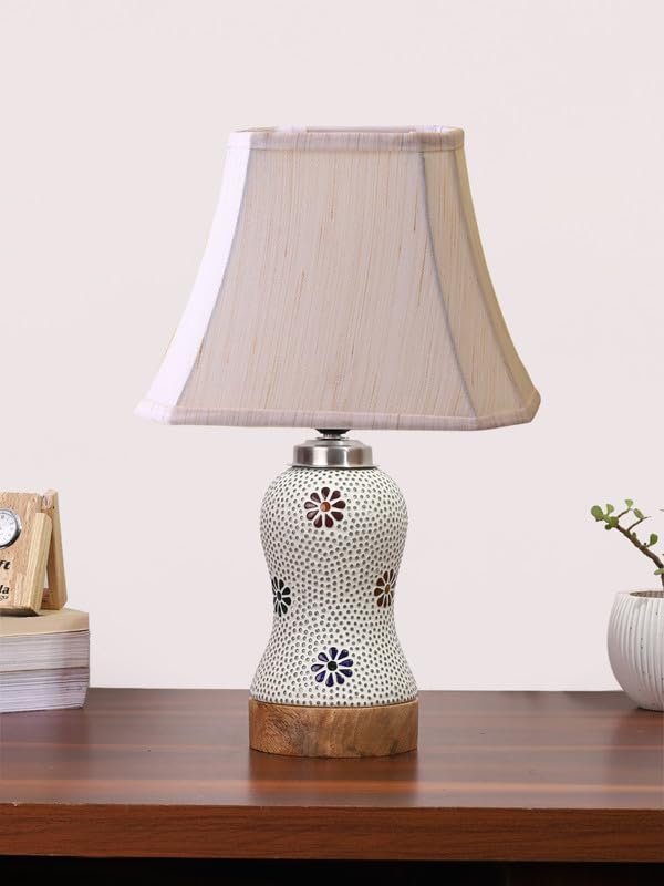 Multicolor Table Lamp | Artistic Mosaic Glass with Sturdy Wood Base | Decorative Ambient Light for Home D�cor | Perfect Blend of Modern & Traditional Style - Model DG274