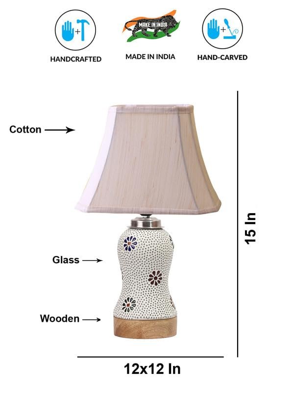 Multicolor Table Lamp | Artistic Mosaic Glass with Sturdy Wood Base | Decorative Ambient Light for Home D�cor | Perfect Blend of Modern & Traditional Style - Model DG274