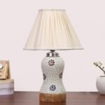 Multicolor Table Lamp | Artistic Mosaic Glass with Sturdy Wood Base | Decorative Ambient Light for Home D�cor | Perfect Blend of Modern & Traditional Style – Model DG275
