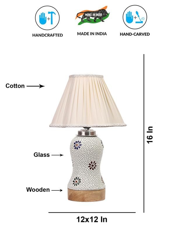 Multicolor Table Lamp | Artistic Mosaic Glass with Sturdy Wood Base | Decorative Ambient Light for Home D�cor | Perfect Blend of Modern & Traditional Style - Model DG275