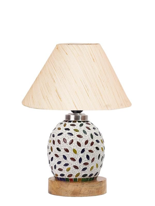 Multicolor Table Lamp | Artistic Mosaic Glass with Sturdy Wood Base | Decorative Ambient Light for Home D�cor | Perfect Blend of Modern & Traditional Style - Model DG276
