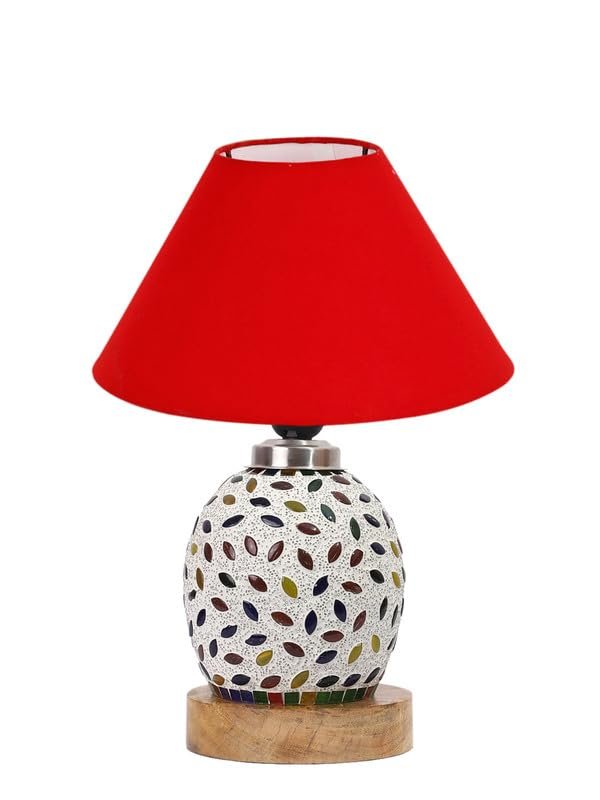 Multicolor Table Lamp | Artistic Mosaic Glass with Sturdy Wood Base | Decorative Ambient Light for Home D�cor | Perfect Blend of Modern & Traditional Style - Model DG278