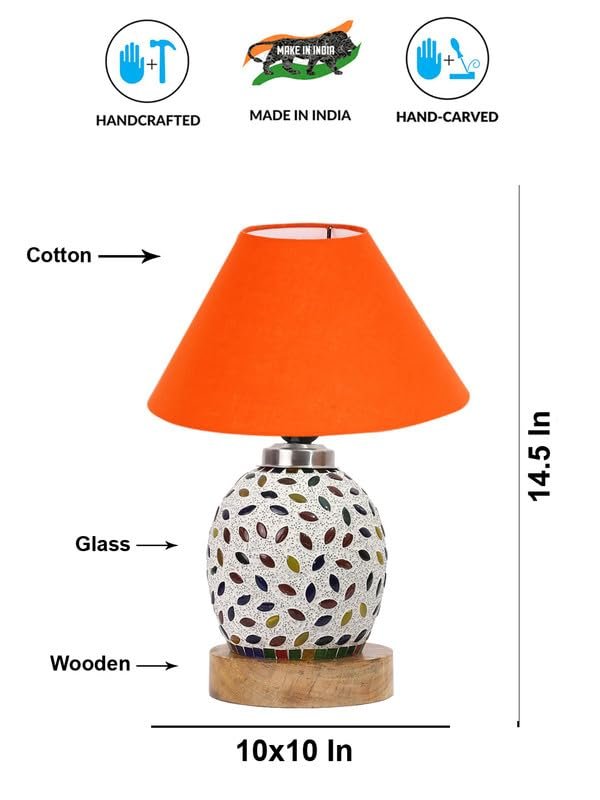 Multicolor Table Lamp | Artistic Mosaic Glass with Sturdy Wood Base | Decorative Ambient Light for Home D�cor | Perfect Blend of Modern & Traditional Style - Model DG279
