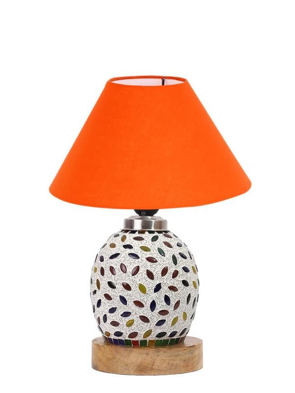 Multicolor Table Lamp | Artistic Mosaic Glass with Sturdy Wood Base | Decorative Ambient Light for Home D�cor | Perfect Blend of Modern & Traditional Style - Model DG279