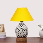 Multicolor Table Lamp | Artistic Mosaic Glass with Sturdy Wood Base | Decorative Ambient Light for Home D�cor | Perfect Blend of Modern & Traditional Style – Model DG280