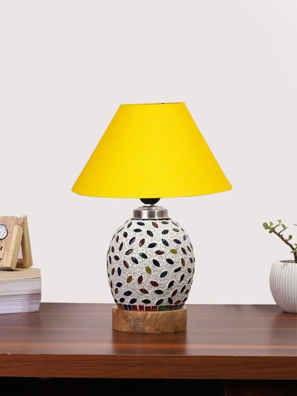 Multicolor Table Lamp | Artistic Mosaic Glass with Sturdy Wood Base | Decorative Ambient Light for Home D�cor | Perfect Blend of Modern & Traditional Style - Model DG280