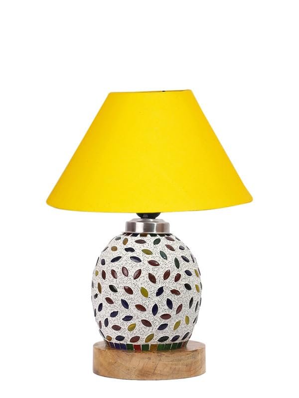 Multicolor Table Lamp | Artistic Mosaic Glass with Sturdy Wood Base | Decorative Ambient Light for Home D�cor | Perfect Blend of Modern & Traditional Style - Model DG280