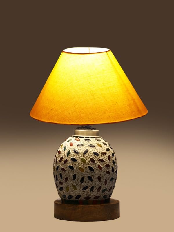 Multicolor Table Lamp | Artistic Mosaic Glass with Sturdy Wood Base | Decorative Ambient Light for Home D�cor | Perfect Blend of Modern & Traditional Style - Model DG280