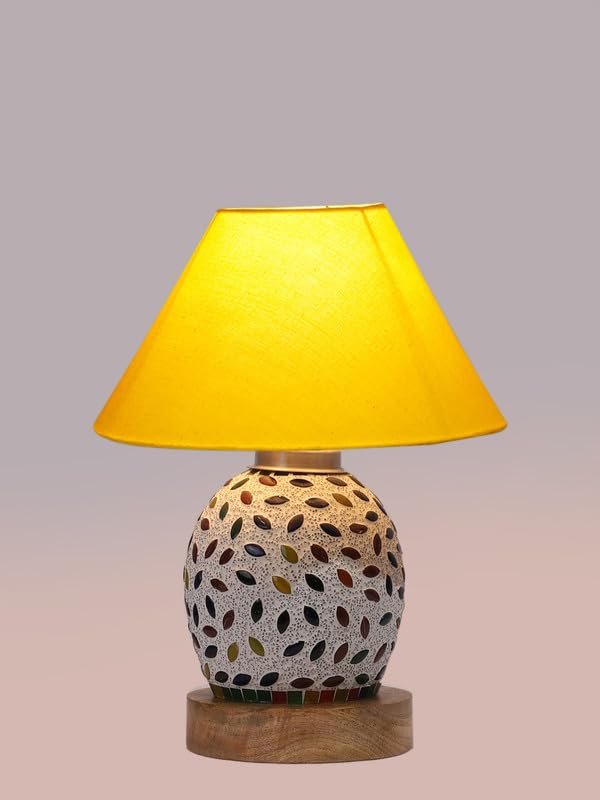Multicolor Table Lamp | Artistic Mosaic Glass with Sturdy Wood Base | Decorative Ambient Light for Home D�cor | Perfect Blend of Modern & Traditional Style - Model DG280