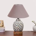 Multicolor Table Lamp | Artistic Mosaic Glass with Sturdy Wood Base | Decorative Ambient Light for Home D�cor | Perfect Blend of Modern & Traditional Style – Model DG281