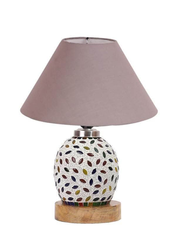 Multicolor Table Lamp | Artistic Mosaic Glass with Sturdy Wood Base | Decorative Ambient Light for Home D�cor | Perfect Blend of Modern & Traditional Style - Model DG281