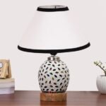Multicolor Table Lamp | Artistic Mosaic Glass with Sturdy Wood Base | Decorative Ambient Light for Home D�cor | Perfect Blend of Modern & Traditional Style – Model DG282