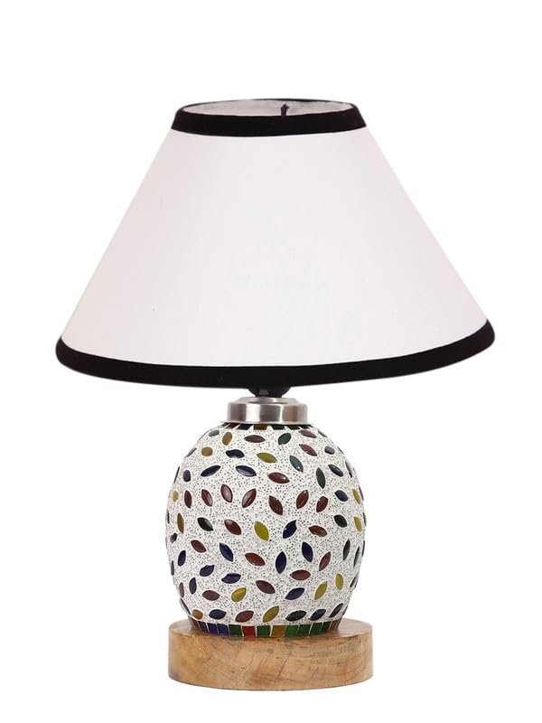 Multicolor Table Lamp | Artistic Mosaic Glass with Sturdy Wood Base | Decorative Ambient Light for Home D�cor | Perfect Blend of Modern & Traditional Style - Model DG282