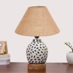 Multicolor Table Lamp | Artistic Mosaic Glass with Sturdy Wood Base | Decorative Ambient Light for Home D�cor | Perfect Blend of Modern & Traditional Style – Model DG283