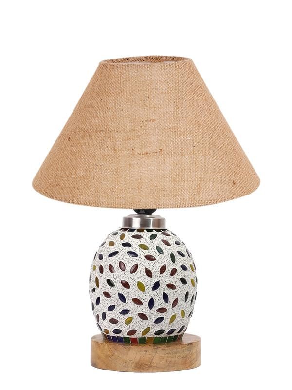Multicolor Table Lamp | Artistic Mosaic Glass with Sturdy Wood Base | Decorative Ambient Light for Home D�cor | Perfect Blend of Modern & Traditional Style - Model DG283