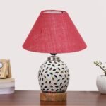 Multicolor Table Lamp | Artistic Mosaic Glass with Sturdy Wood Base | Decorative Ambient Light for Home D�cor | Perfect Blend of Modern & Traditional Style – Model DG284