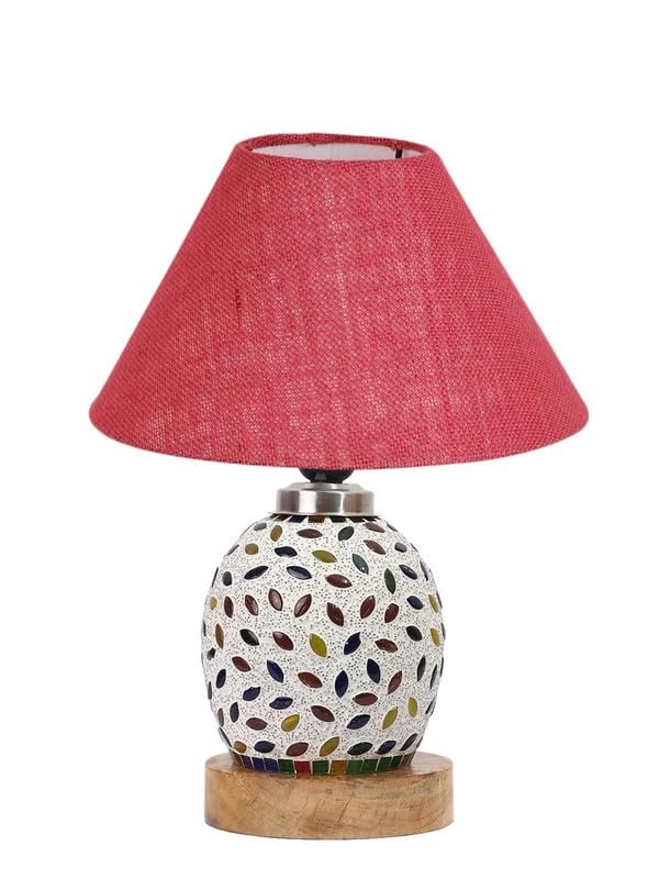 Multicolor Table Lamp | Artistic Mosaic Glass with Sturdy Wood Base | Decorative Ambient Light for Home D�cor | Perfect Blend of Modern & Traditional Style - Model DG284