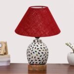 Multicolor Table Lamp | Artistic Mosaic Glass with Sturdy Wood Base | Decorative Ambient Light for Home D�cor | Perfect Blend of Modern & Traditional Style – Model DG285