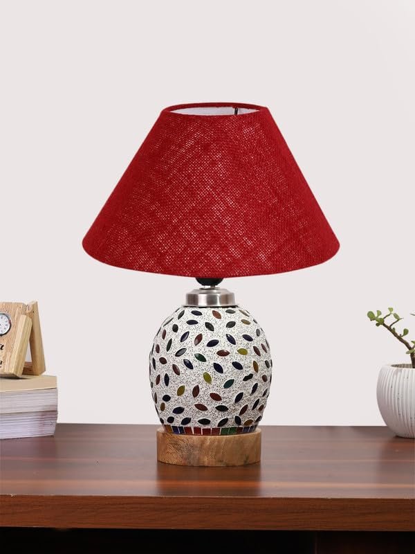 Multicolor Table Lamp | Artistic Mosaic Glass with Sturdy Wood Base | Decorative Ambient Light for Home D�cor | Perfect Blend of Modern & Traditional Style - Model DG285