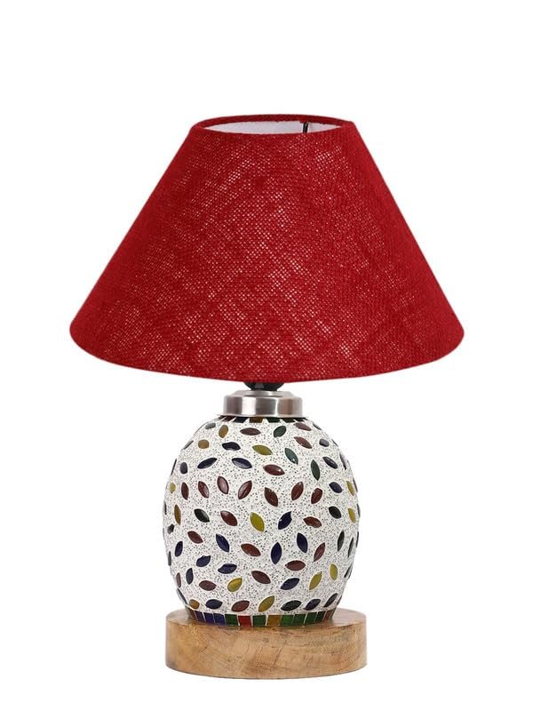 Multicolor Table Lamp | Artistic Mosaic Glass with Sturdy Wood Base | Decorative Ambient Light for Home D�cor | Perfect Blend of Modern & Traditional Style - Model DG285
