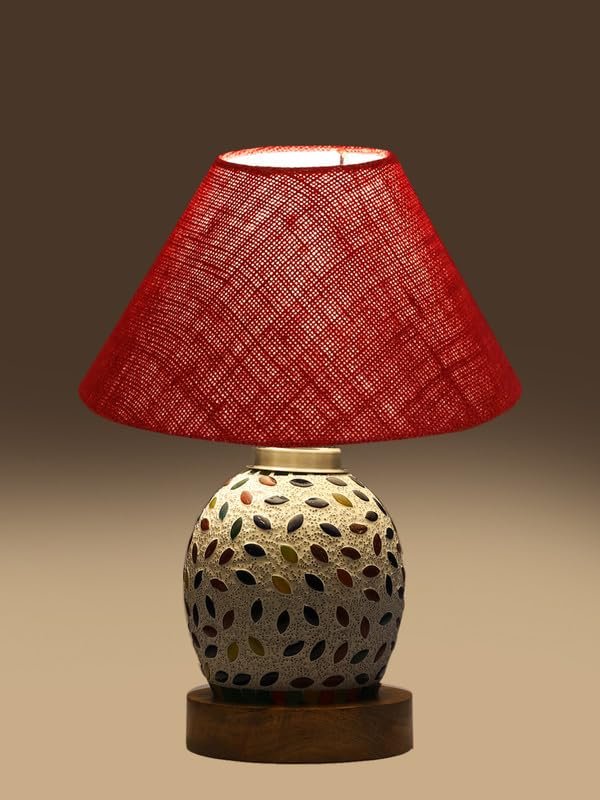 Multicolor Table Lamp | Artistic Mosaic Glass with Sturdy Wood Base | Decorative Ambient Light for Home D�cor | Perfect Blend of Modern & Traditional Style - Model DG285