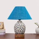 Multicolor Table Lamp | Artistic Mosaic Glass with Sturdy Wood Base | Decorative Ambient Light for Home D�cor | Perfect Blend of Modern & Traditional Style – Model DG286