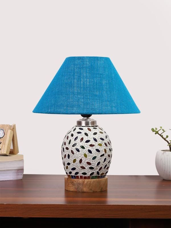 Multicolor Table Lamp | Artistic Mosaic Glass with Sturdy Wood Base | Decorative Ambient Light for Home D�cor | Perfect Blend of Modern & Traditional Style - Model DG286