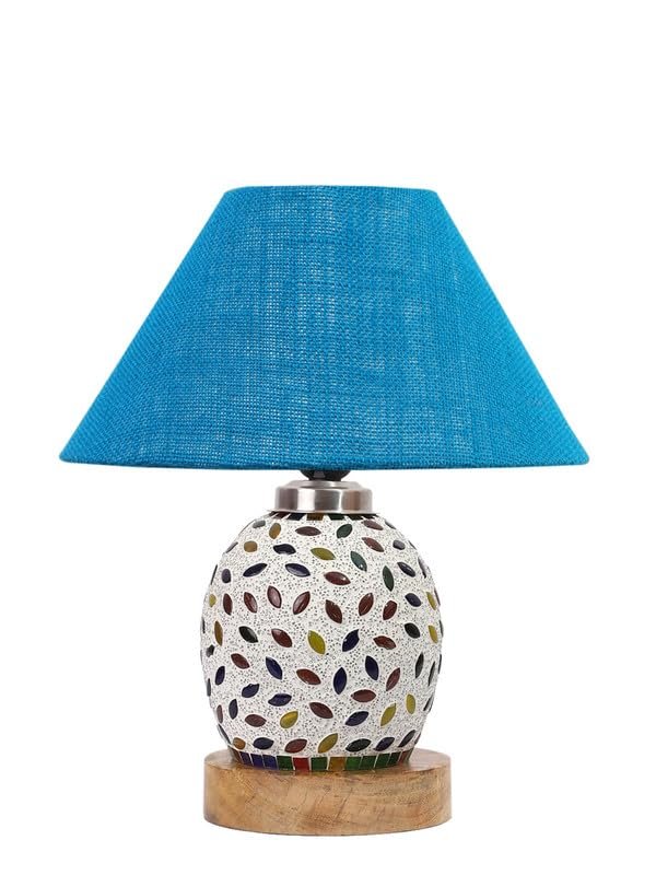 Multicolor Table Lamp | Artistic Mosaic Glass with Sturdy Wood Base | Decorative Ambient Light for Home D�cor | Perfect Blend of Modern & Traditional Style - Model DG286