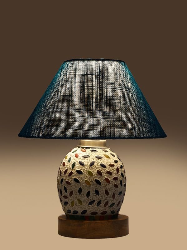 Multicolor Table Lamp | Artistic Mosaic Glass with Sturdy Wood Base | Decorative Ambient Light for Home D�cor | Perfect Blend of Modern & Traditional Style - Model DG286