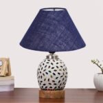 Multicolor Table Lamp | Artistic Mosaic Glass with Sturdy Wood Base | Decorative Ambient Light for Home D�cor | Perfect Blend of Modern & Traditional Style – Model DG287
