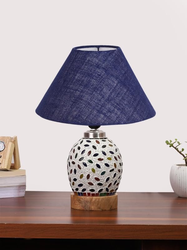 Multicolor Table Lamp | Artistic Mosaic Glass with Sturdy Wood Base | Decorative Ambient Light for Home D�cor | Perfect Blend of Modern & Traditional Style - Model DG287