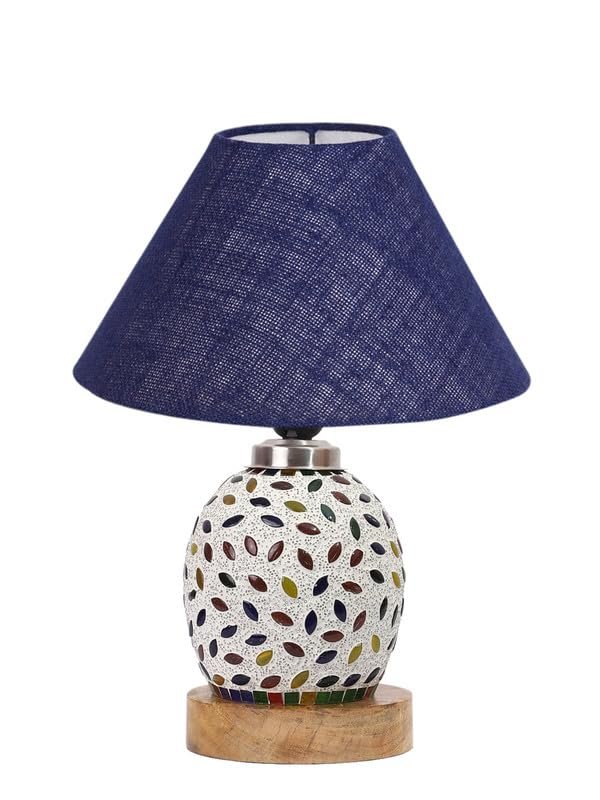 Multicolor Table Lamp | Artistic Mosaic Glass with Sturdy Wood Base | Decorative Ambient Light for Home D�cor | Perfect Blend of Modern & Traditional Style - Model DG287