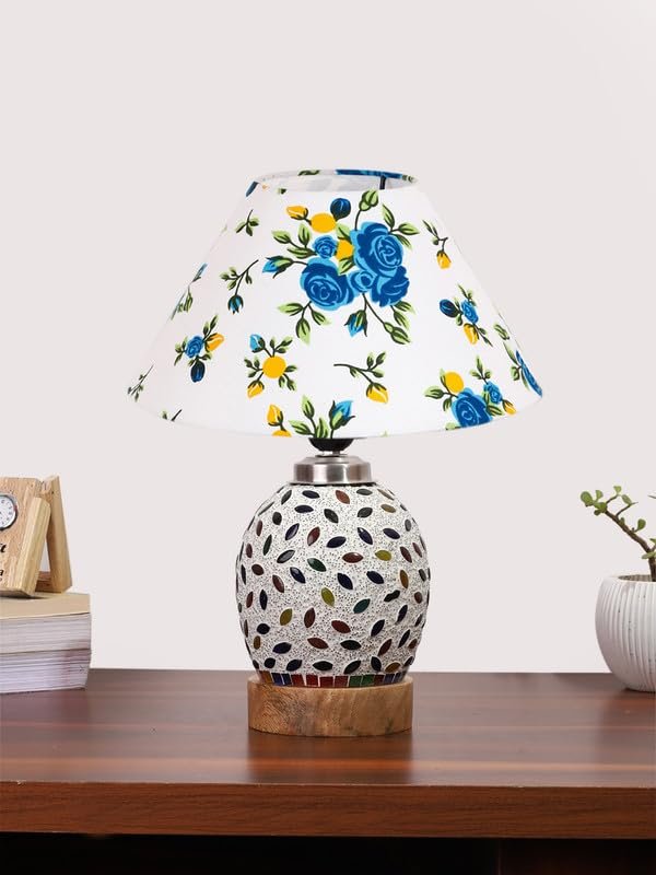 Multicolor Table Lamp | Artistic Mosaic Glass with Sturdy Wood Base | Decorative Ambient Light for Home D�cor | Perfect Blend of Modern & Traditional Style - Model DG288
