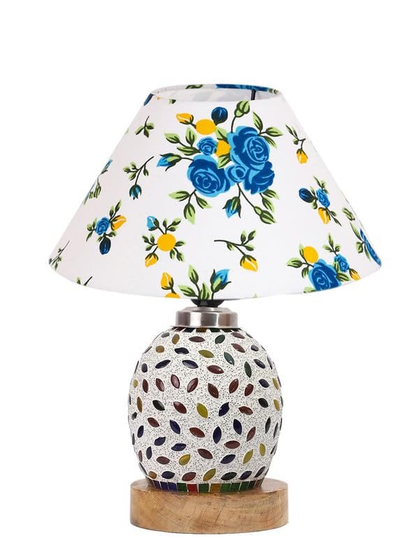 Multicolor Table Lamp | Artistic Mosaic Glass with Sturdy Wood Base | Decorative Ambient Light for Home D�cor | Perfect Blend of Modern & Traditional Style - Model DG288