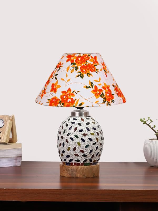 Multicolor Table Lamp | Artistic Mosaic Glass with Sturdy Wood Base | Decorative Ambient Light for Home D�cor | Perfect Blend of Modern & Traditional Style - Model DG289
